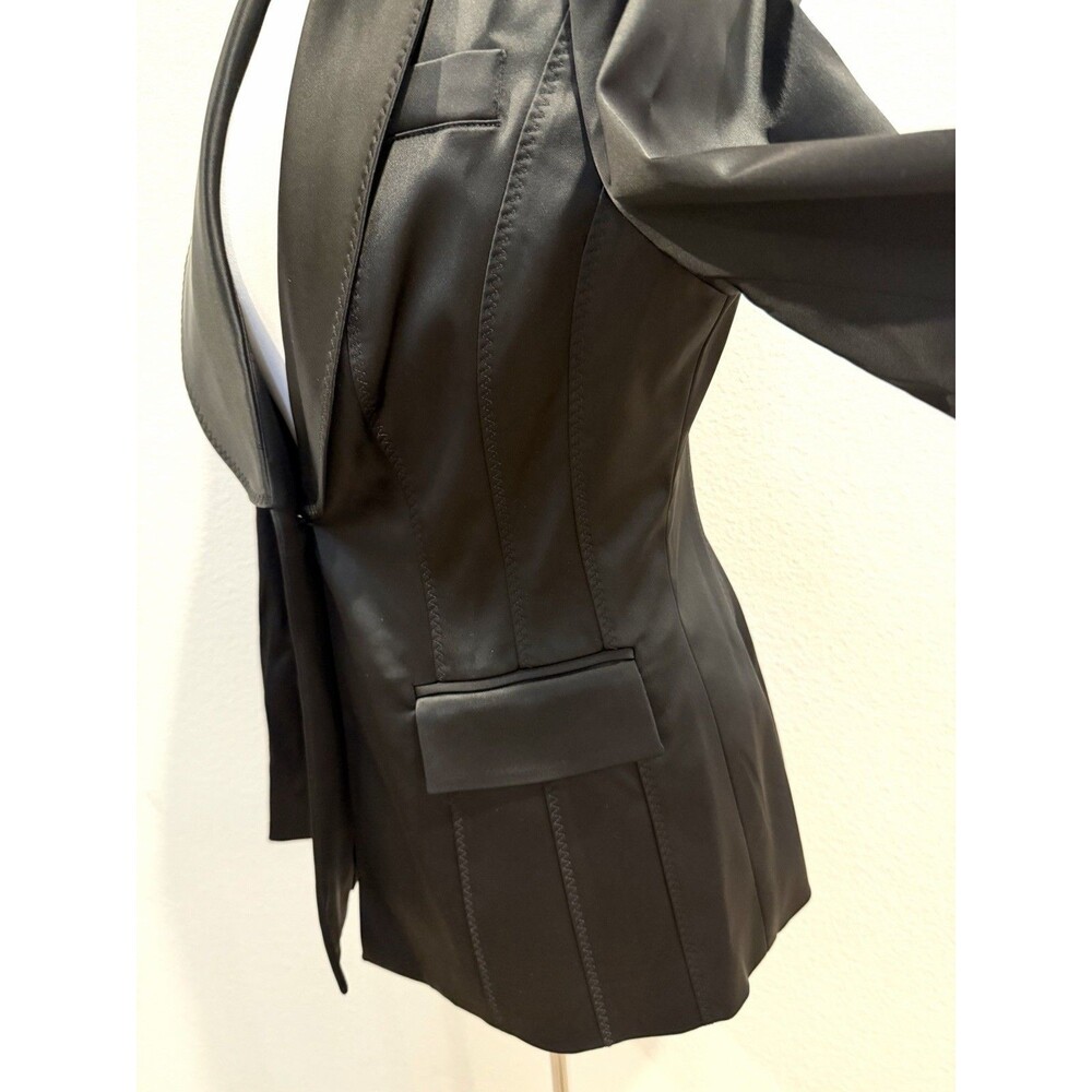 Marciano Women Black Noir Tuxedo Blazer NWT Size 10 Shawl Lapel Flare Back $278 - Picture 9 of 16